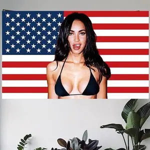 Megan Fox American 3x5Ft Flag Tapestry for Wall Hanging Man Cave CollegeDorm Room Decor Outdoor Banner with 4 Brass Grommets Decorative