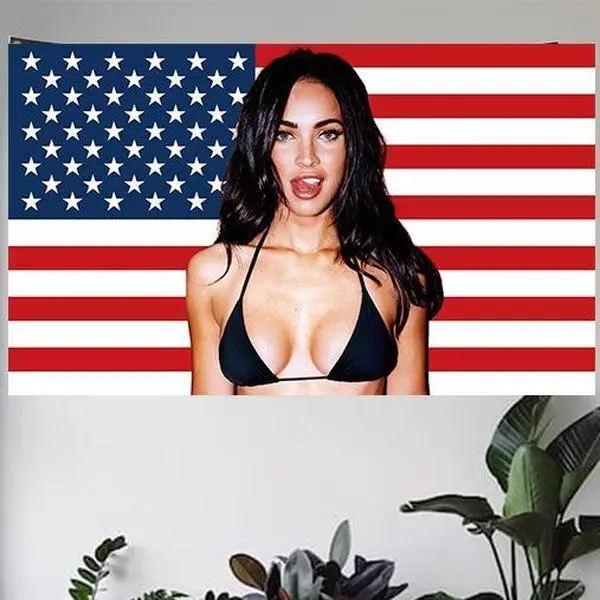 Megan Fox Graphic Fabric Flag Tapestry -  Bold Print Decorative Flair for Men's Room, Cool Room Decor Home Aesthetic