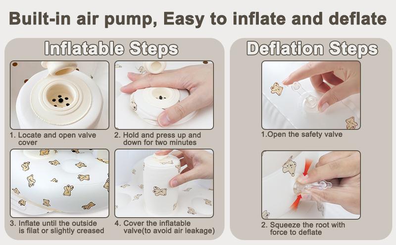 [NEW] Inflatable Baby Floor Seats(No wheels) for Babies 3 Months & Up,  Inflatable Baby Seat for Sitting Up with Built in Air Pump (Portable design can be folded)