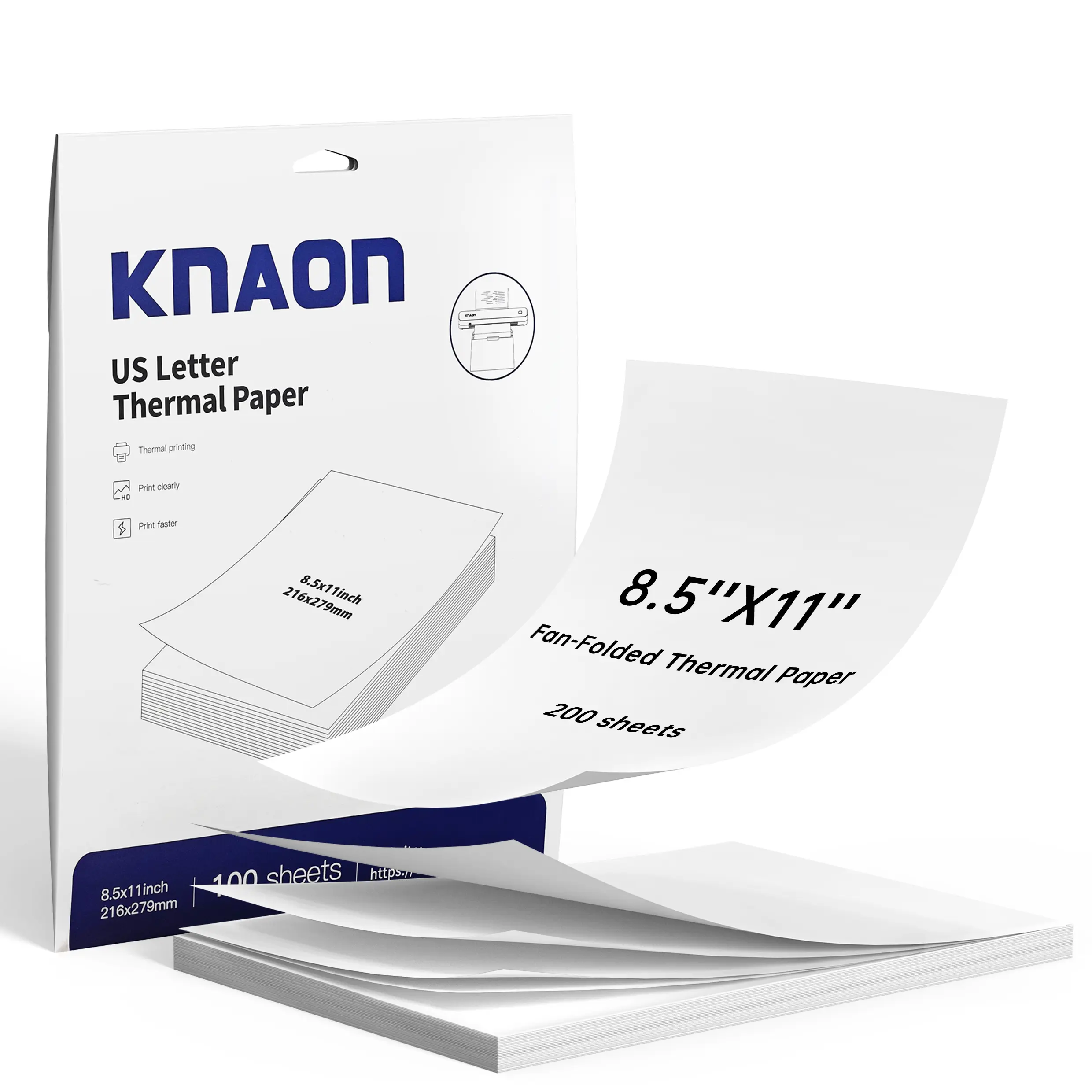 Thermal Paper for C80S 8.5x11 Inch US Letter Size 200 Sheets Fan Folded for Direct Thermal Printing