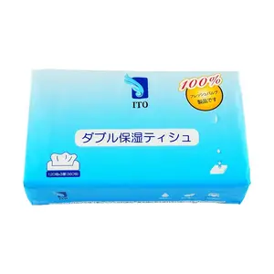 ITO Japan Double Moisturizing Facial Tissues - 100% Virgin Wood Pulp, Fluorescent-Free, 120 Pulls, Soft & Gentle for Home Use