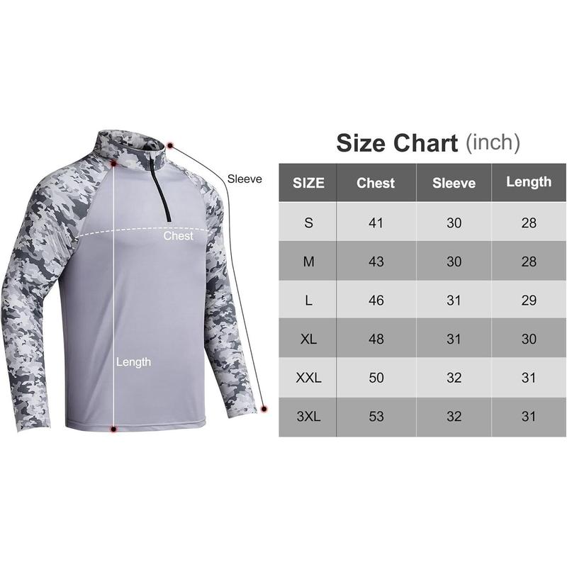 RODEEL 913 Quarter Zip Long Sleeve Shirts Men UPF 50+ Sun UV Protection Lightweight Quick Dry Moisture Wicking Breathable Cooling Athletic Activewear for Outdoor Sport Gym Workout Hiking Camping Running Fishing Hunting Boating, Holiday Gift