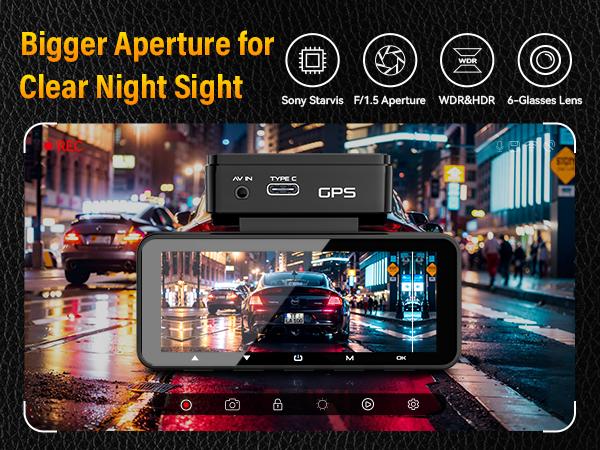 【Hardwire Kit】FocuWay D2 Duo Dash Cam Front and Rear, True 4K Front + 1080P Rear, 24H Parking Mode, Free 64GB Card, TouchScreen, Voice Control, GPS & WiFi, HDR Night Vision