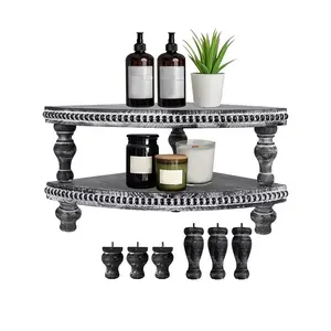 Wooden Display Risers Wood Pedestal Stand Mini Tray Stand Holder Rustic Tiered Tray Decor for Home Living Room Bathroom Organiser Racks