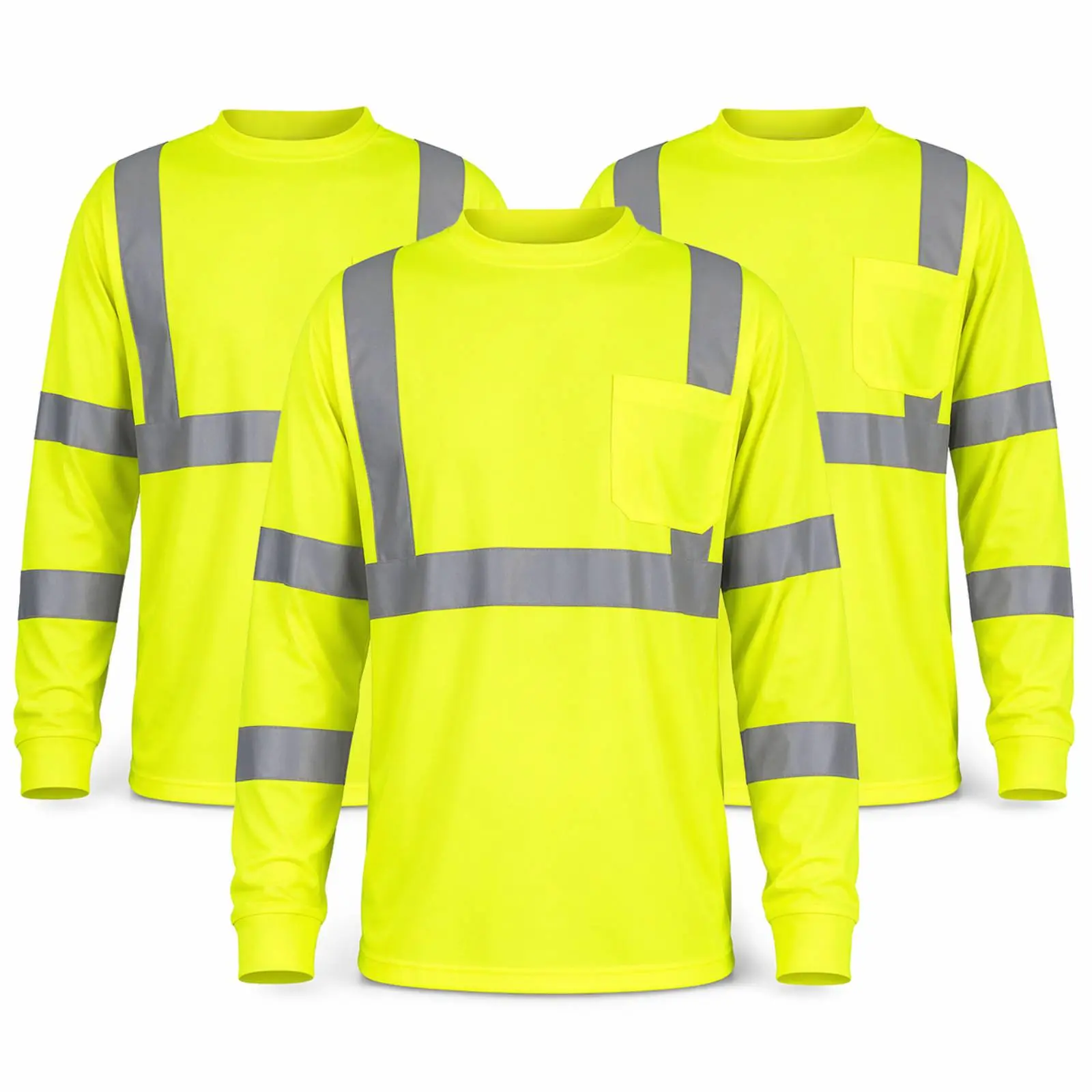 LX Reflective Bright Neon Full-Sleeve Hi-Vis Safety Shirt - Breathable, Quick-Drying, Easy-Care - Roadside Gear with Reflective Tape for Construction Crews, Warehouse Work Equipment