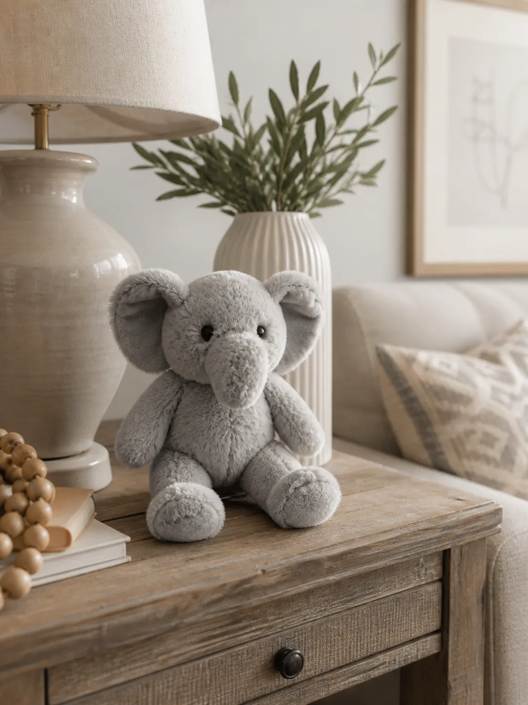 Soft Stuffed Elephant Figurine, Cute Animal Design Huggable Stuffed Animal, Home Decor Statue for Holiday Gifting