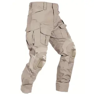 Men'S Camo Tactical Pants With Knee Pads, Camo Cargo Pants Hunting Hiking Outdoor Pants 10 Pockets (No Belt) Black Cotton Menswear Polyester