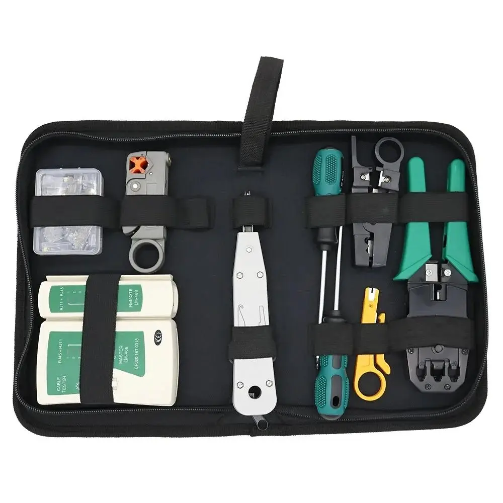 Network Tool Kit, Network Test Line Tool Kit, Network Wiring Tool Kit, Tool Kit Set, Complete Kit, Home, Office, Laboratory, Machine Room Spare Tool, Network Installation Maintenance Tool Bag