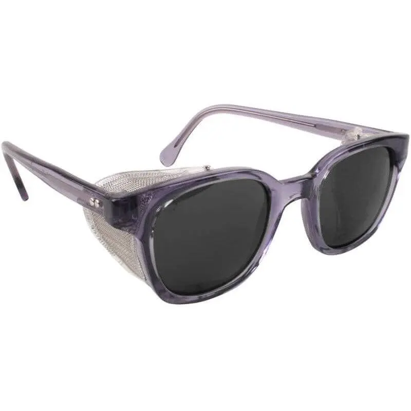 Bouton Vintage Style Work Safety Goggles - Safety Glasses with Gray Frame, Wire Mesh Side Shields, Smoke Anti-Fog Polycarbonate Dark Lenses, Base Curve 6, Molded Nose Bridge, 99% UV-A/UV-B Protection, Home Improvement Security Gear