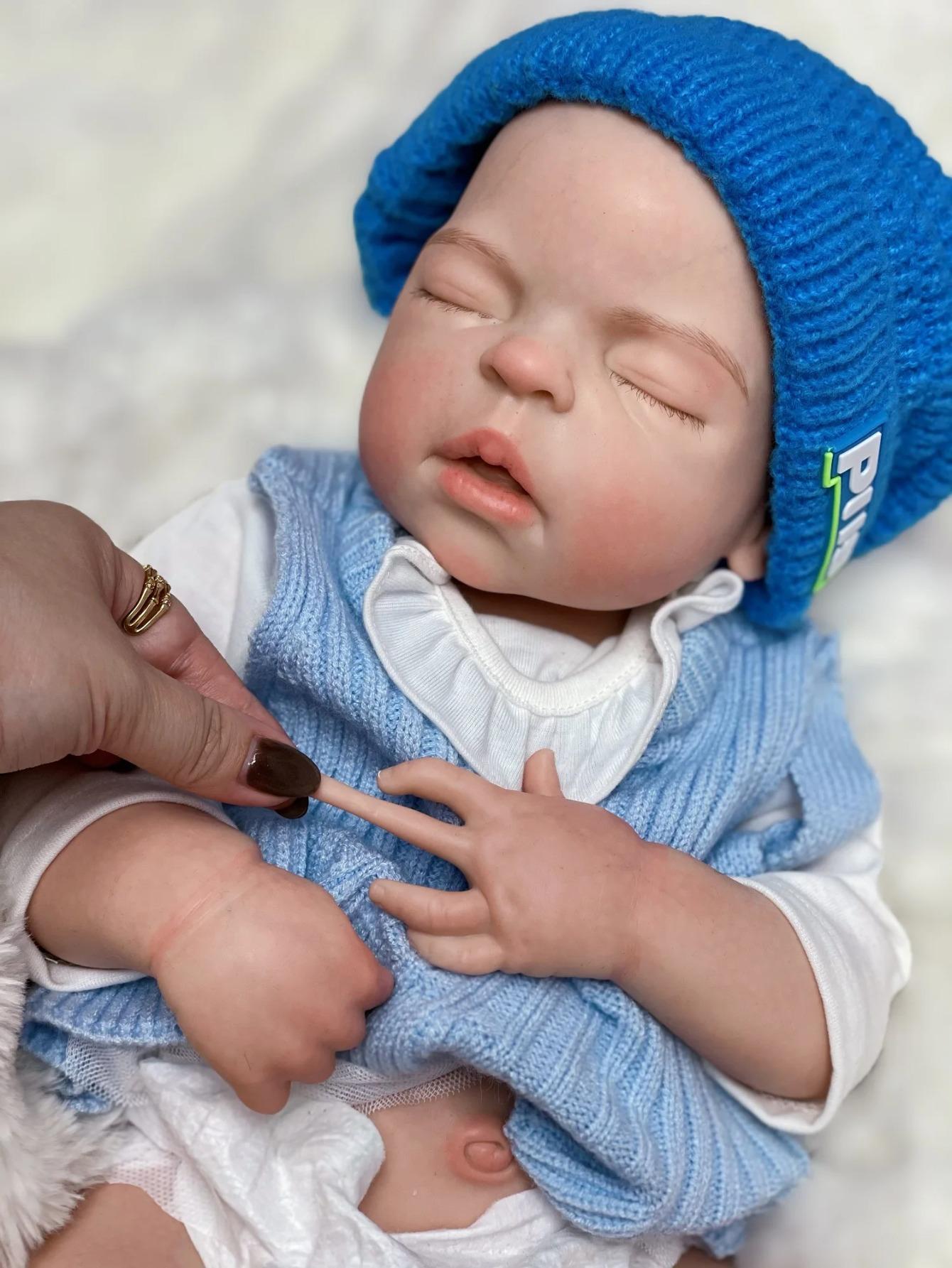 Reborn Baby Doll 22"/55 cm Full Body Soft Silicone Sleeping Reborn Baby Girl Realistic Newborn Doll with Certificate & Accessories Perfect Christmas & Birthday Gift Collector's Item