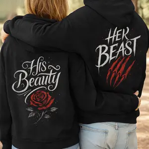 His Beauty Her Beast Couple Hoodies, Couple Matching Clothing, Romantic Gift for Him and Her, Valentine's Day, Anniversary Shirt Set, Movie