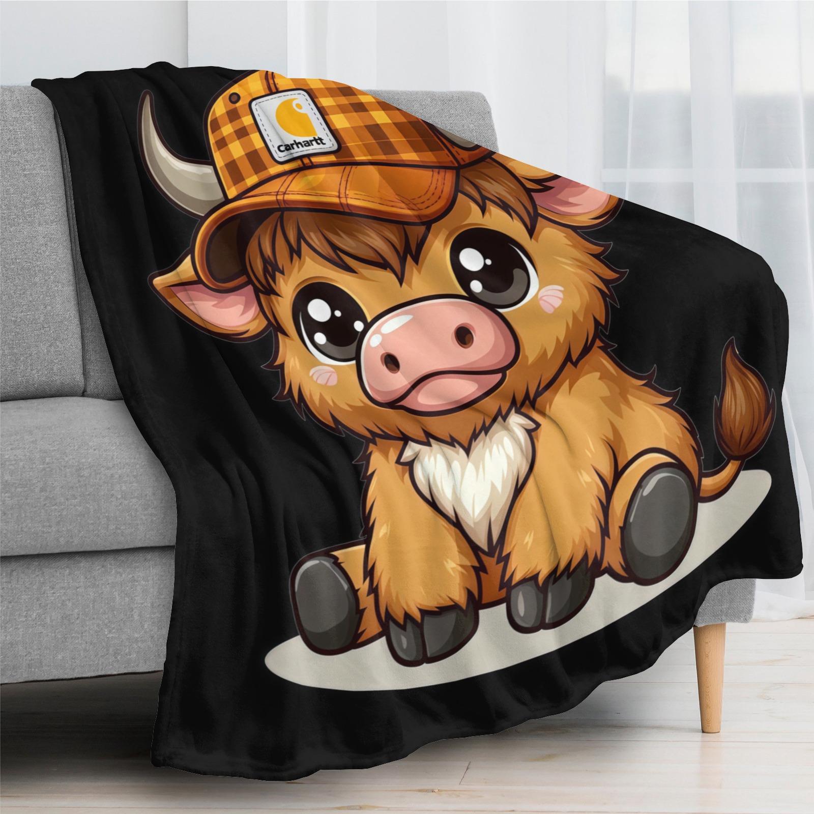 This Adorable Highland Cow Pattern Blanket Is Soft and Comfortable, Perfect for Air-conditioned Rooms. A Warm Nap Blanket Suitable for Home, Office, Travel, Camping, and Other Occasions.