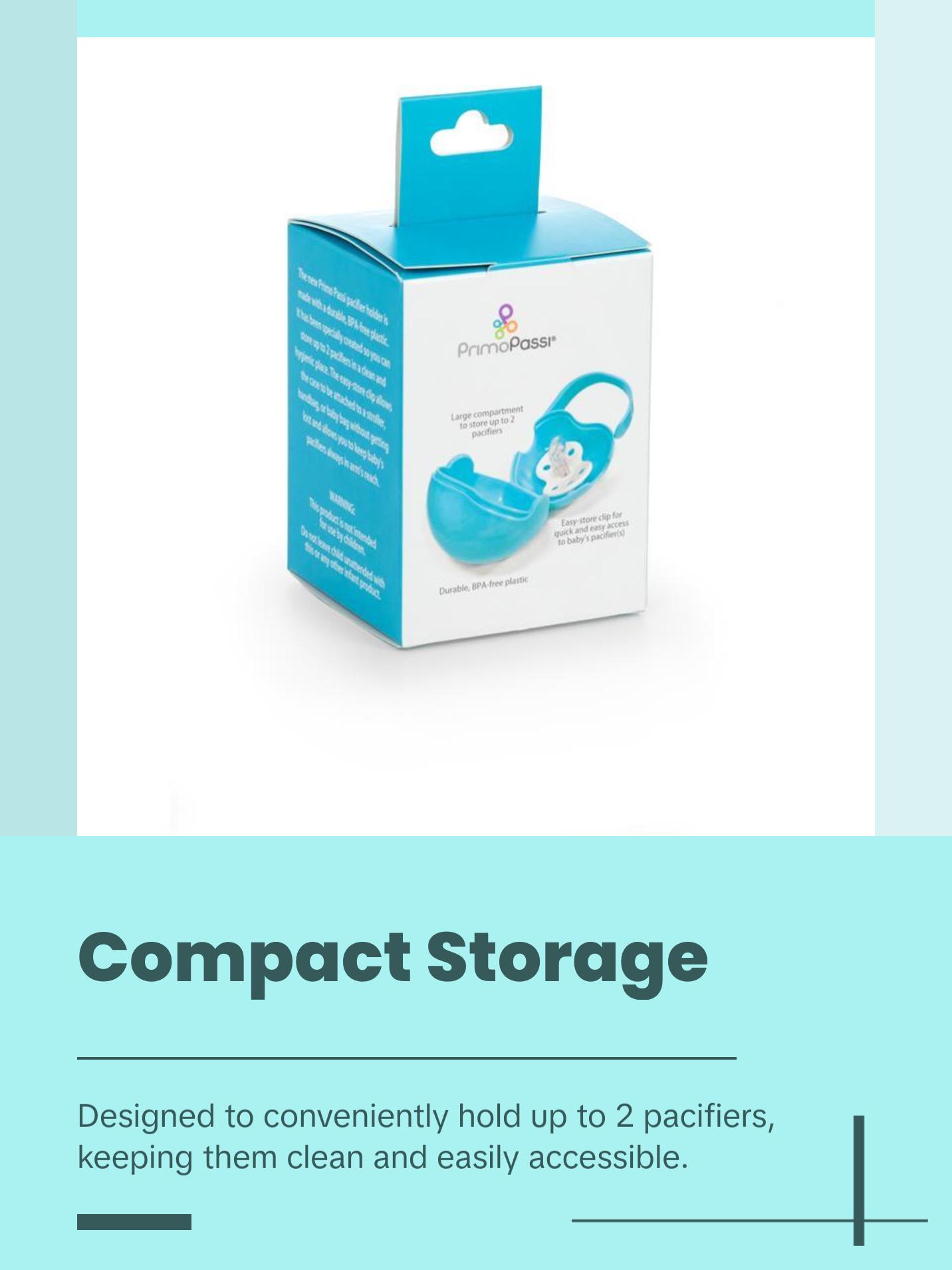 Primo Passi Pacifier Case, BPA Free Pacifier Holder Case, Container Box for Baby Binky, Blue