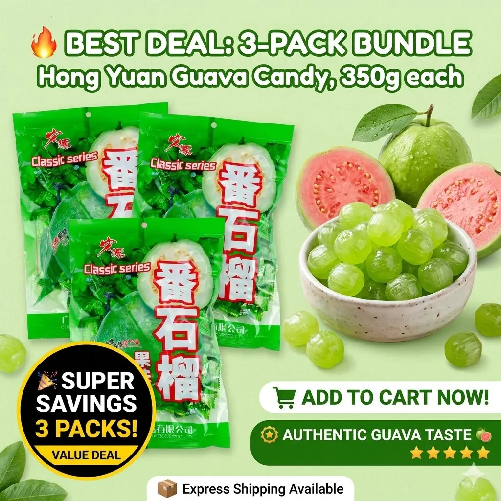 HONGYUAN Guava Flavor Hard Candy 3 Packs 350g Each Classic Fruit Snack for Holidays Sweet Treats Sour & Candy Exquisite Packaging