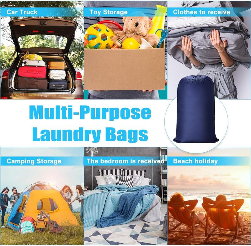 6-Pieces Extra-Large Laundry Bag 24" X 39" Durable Drawstring Closure Washable Portable Folding Collapsible Ideal For Home Travel Storage Organization Easy Fit A Laundry Hamper Or Basket Travel Essentials