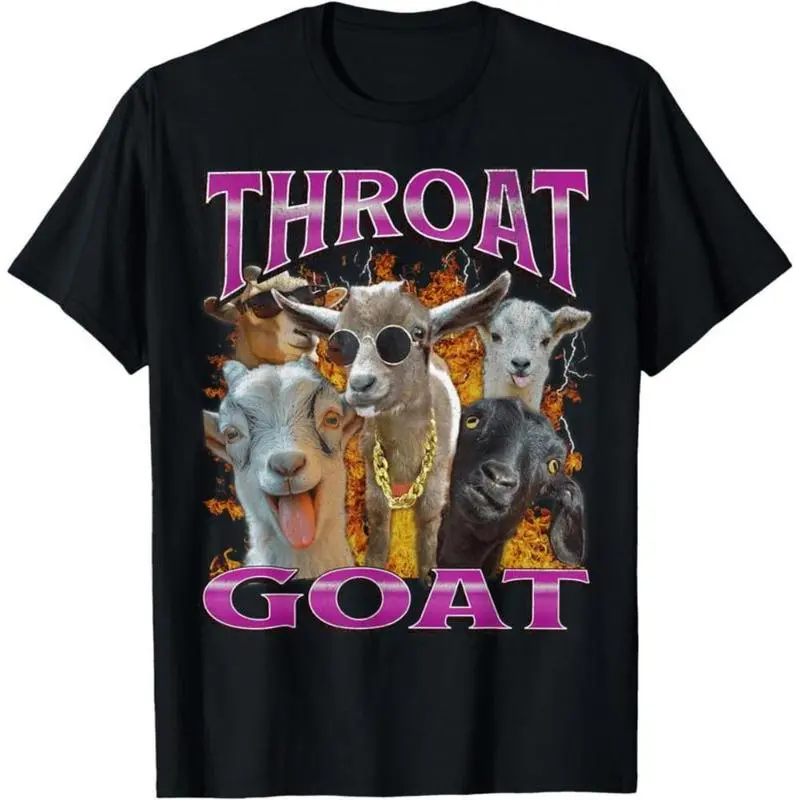 100%25 Cotton Unisex-Adults Throat Goat Funny Offensive Adult Humor Bootleg Y2K Graphic T-Shirt - Black, Small - Short Sleeve - T-Shirt - Unique Graphic Design