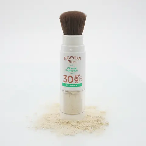 Hawaiian Tropic Mineral Brush Facial Sunscreen, SPF 30, Titanium-Based, Scent-Free, Broad Spectrum UV Protection, Lightweight for Sensitive & All Skin Types