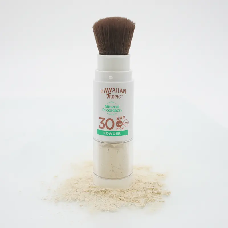 Hawaiian Tropic Mineral Brush Facial Sunscreen, SPF 30, Titanium-Based, Scent-Free, Broad Spectrum UV Protection, Lightweight for Sensitive & All Skin Types