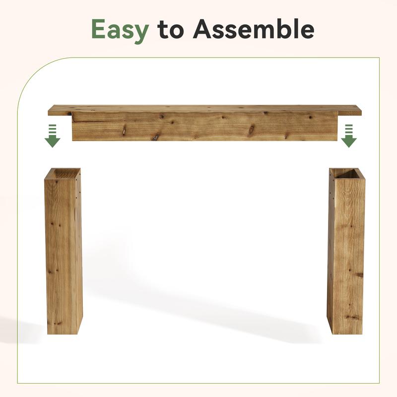 LITTLE TREE Solid Wood Console Table, 63-Inch Farmhouse Sofa Table Behind Couch for Entryway, Living Room, Foyer, Easy Assembly (Light Wood)