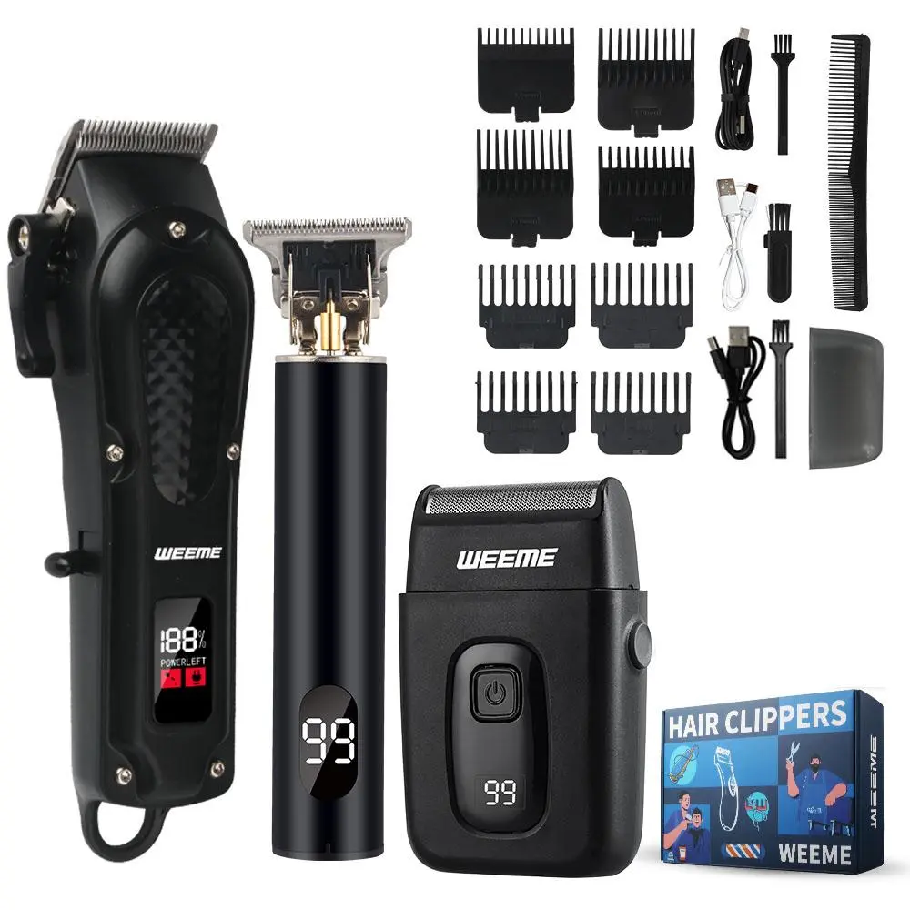Professional Hair Clipper Set, Cordless Hair Trimmer & Accessories, Rechargeable Hair Trimmer for Men, Cordless Beard Trimmer, Hair Clippers, Hair Cutters, Ideal for Stylists, Barbershop, Salon & Home Use