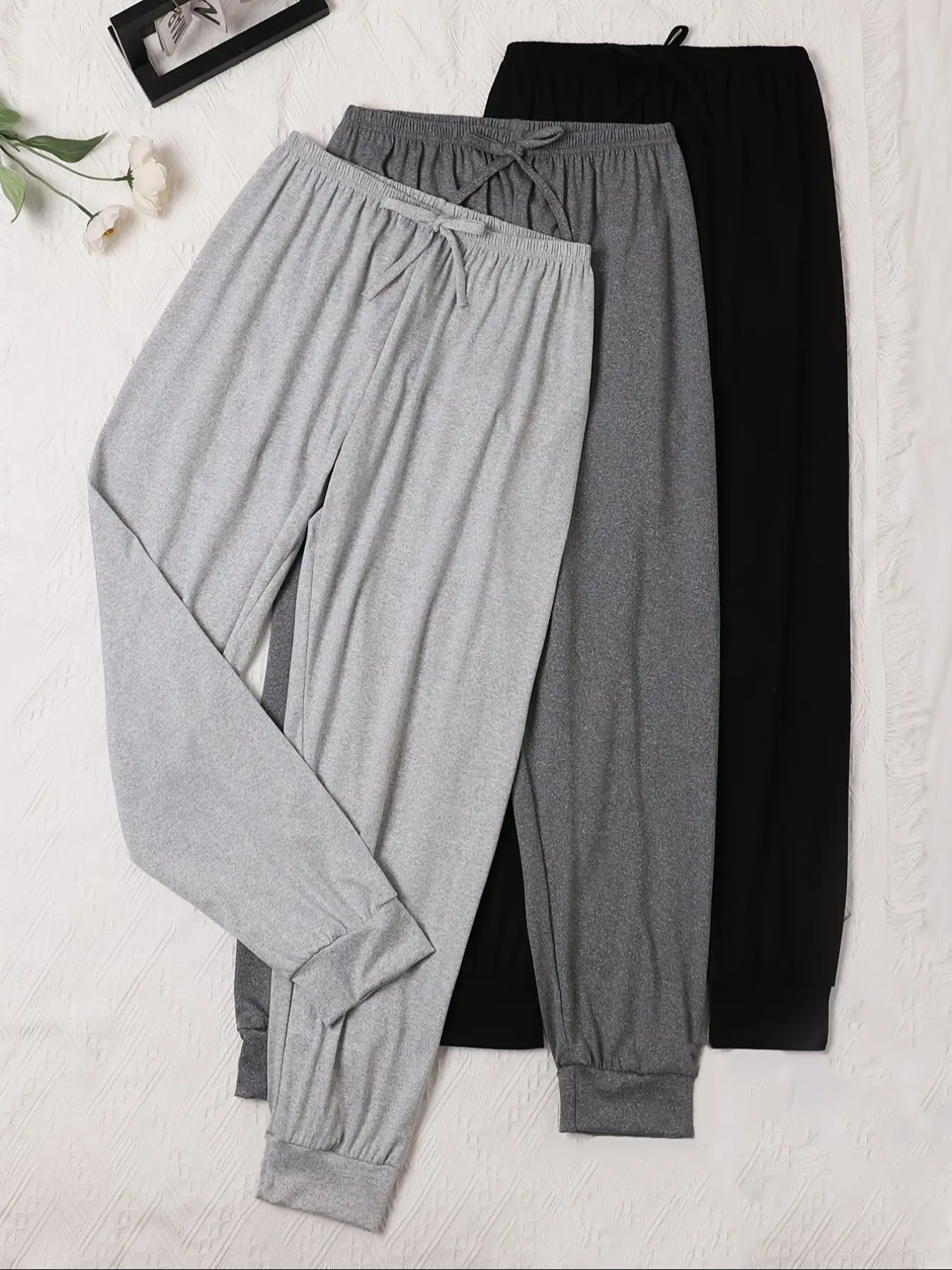 3-Pack Women's Casual Soft Long Pants for Spring & Fall, Comfortable Loose Fit Loungewear for Home Relaxation
