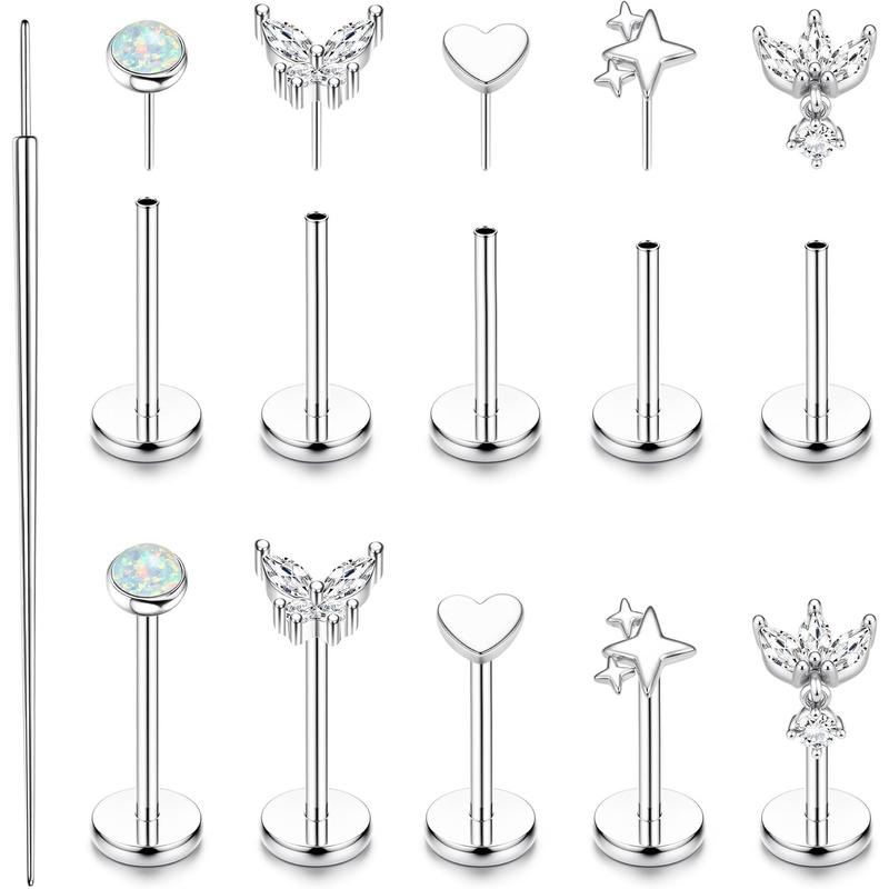 FIASASO Hypoallergenic Flat Back Stud Earrings Surgical Steel Cartilage Earrings for Women Flatback Threadless Push in Nose Studs Lip Labret Medusa Conch Helix Tragus Piercing Jewelry 16G/18G/20G FIASASO Hypoallergenic Flat Back Stud Earrings Surgical Steel Cartilage Earrings for Women Flatback Threadless Push in Nose Studs Lip Labret Medusa Conch Helix Tragus Piercing Jewelry 16G/18G/20G