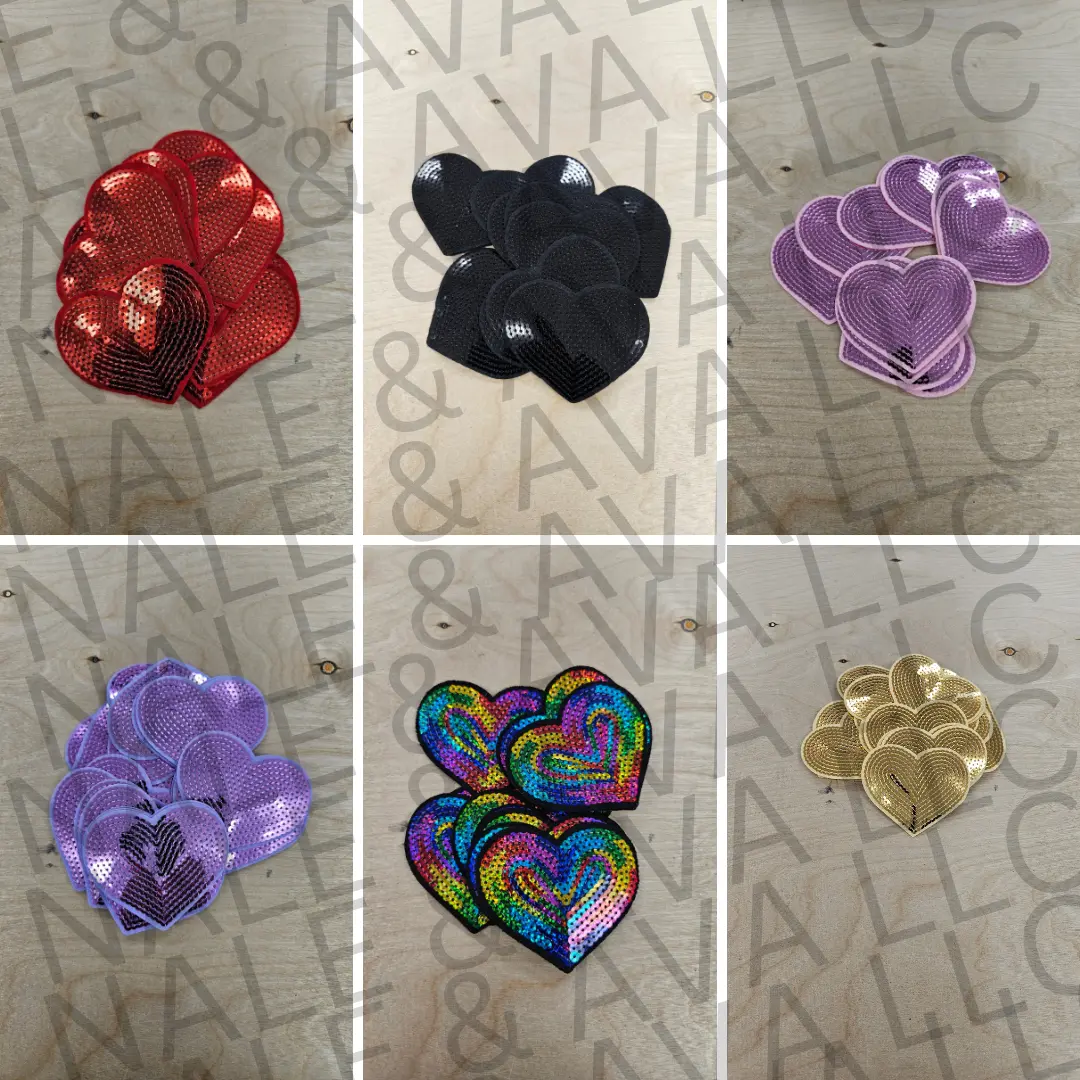 Large Sequin Heart Hat Patch (3 Patches)