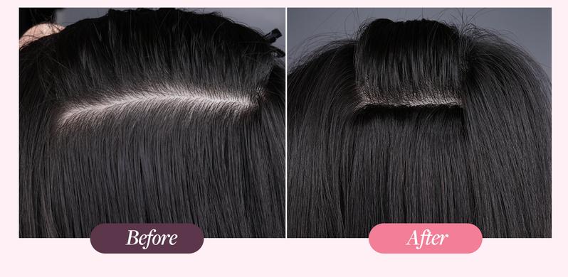 GOO GOO Scalp Hair Fill-Ins Clip-in Short Hair Extensions Real Human Hair, Thinning Hair Fill-Ins Natural Look Volumizer for Women