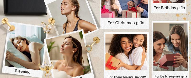 ORAZIO 316L Surgical Steel Stud Earrings Hypoallergenic Threadless Push Cartilage Helix Tragus Nose Lip Labret Medusa Conch Piercing Jewelry 18G/20G