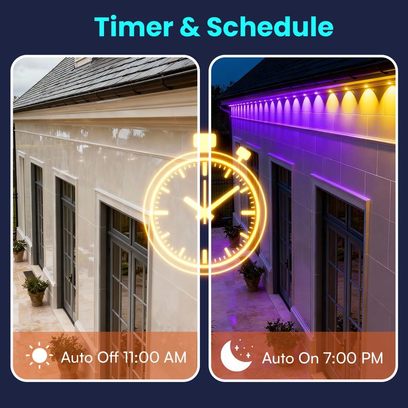 DAYBETTER Ultrasonic Eaves Light Permanent Outdoor Lights Bluetooth APP Control Color-Changing IP65 Waterproof for Holiday Decoration Enhanced RGB Lighting