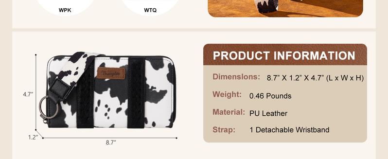 Wrangler Cowprint Wristlet Wallet Credit Card Holder for Women Lightweight Fall Fashion Gift with Multiple Slots and Money Organizers