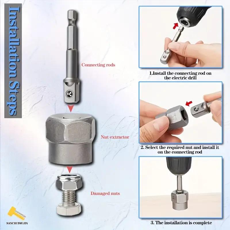 【Fall Deals For You】Bolt Extractor Tool Set, 13+1 Counts Impact & Nut Remover Stripped Lug Remover, Drive Rounded Bolt Remover for Removing Damaged, Frozen Universal Impact impact bolt