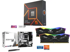 CPU Motherboard Memory Combo - AMD Ryzen 5 7600X Bundle with ASRock B650M Pro RS WiFi and Team Group FF3D516G6000HC38ADC01 CPU Motherboard Memory Combo - AMD Ryzen 5 7600X Bundle with ASRock B650M Pro RS WiFi and Team Group FF3D516G6000HC38ADC01