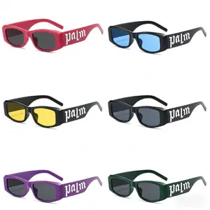 6 pairs of rock punk letter rectangular sunglasses, fashionable square shaped retro personality hip-hop UV resistant sunglasses, summer sunscreen sunglasses