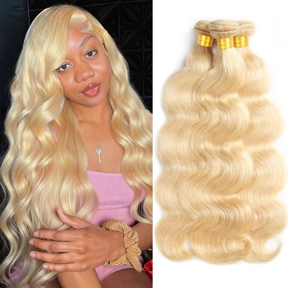 613 Blonde Human Hair Bundles Body Wave Brazilian Human Hair Bundles Straight Hair 3 Bundles