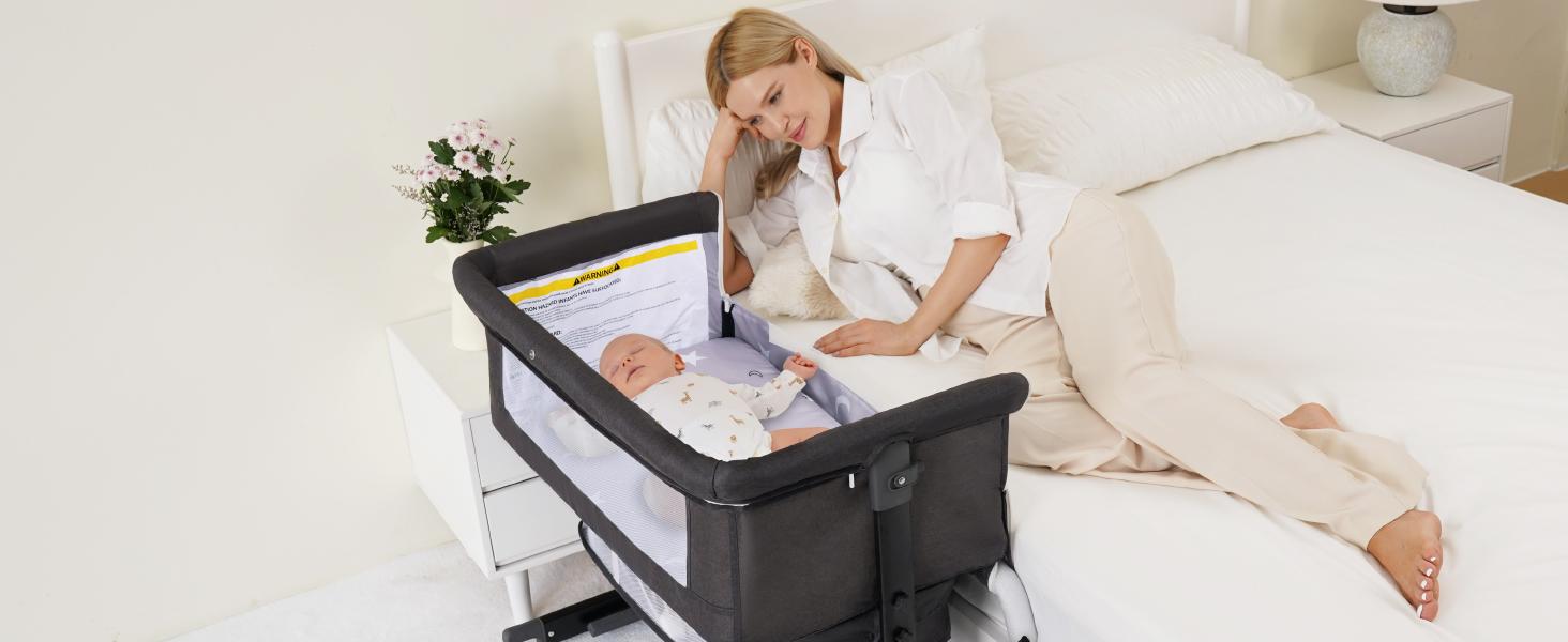 Baby Bassinet, Baby Basinet Bedside Sleeper, Easy to Fold Portable Crib Side Bassinet new Style Girl/boy bassinets