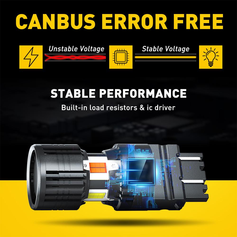 AUXITO Latest CANBUS 3157 Switchback LED Bulbs 3057 3457 4157 Dual Color Amber/White Anti Hyper Flash Built-in Resistor Error Free Turn Signal Lights and DRL/Parking Lights, Pack of 2