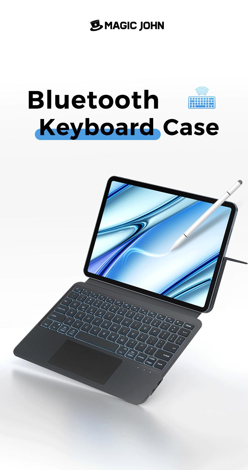 MAGICJOHN Portable Bluetooth Magic Keyboard Case, Compatible with 8''–11'' iOS, Android & Windows Smartphones and iPads — Instantly Turns Into a Workstation