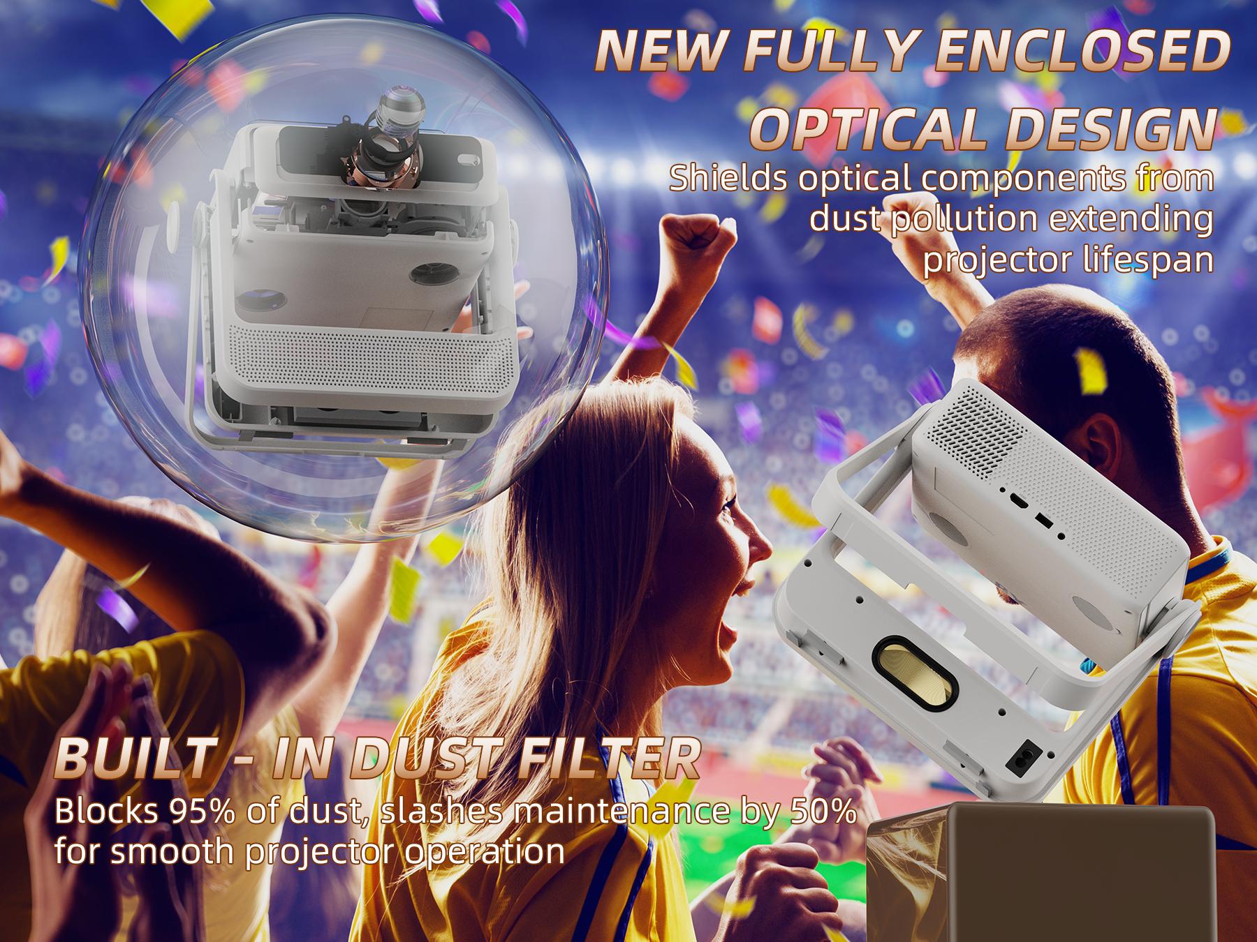 【TouchScreen/Built-in APPs/Auto Focus Keystone】XBJ Smart Portable Projector with Touch Tablet, 4K Support Outdoor Proyector, WiFi6 Bluetooth for Home Theater/Gaming/Outdoor (270° Stand & 250") Lcd Audio Lcd Audio Automatic Noise Space video