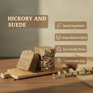 HICKORY AND SUEDE Handcrafted Soap with Natural Ingredients Unique Material Blend Eco-Friendly Choice Comfortable Grip 4 oz to 4.50oz Eco-Friendly Choice Comfortable Grip