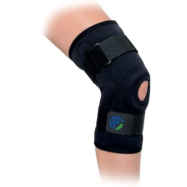 Advanced Orthopaedics 903 Deluxe Compression Hinged Knee Brace - Single Brace with Neoprene Coat, Nylon, Easy Removable Hinges, Enclosed Tubular Donut Buttress, Piping Along Thigh and Calf, Tapered in Back, Joint Support, Hyperextension Prevention - Small