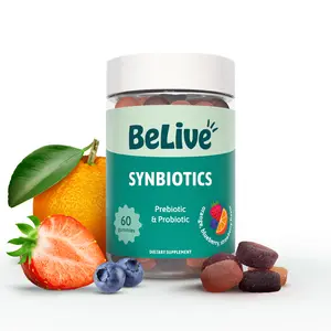 BeLive Synbiotics - Probiotic & Prebiotic Fiber Gummies – High Strength Inulin (3g), Dietary Fiber Supplement, Digestive Support for Kids & Adults - Strawberry, Lemon, Blueberry Flavor (60Ct) Fitness