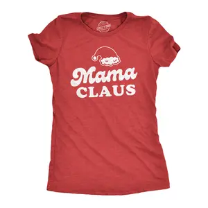 Womens Mama Claus T Shirt Funny Christmas Holiday Party Mrs Claus Novelty Party Tee for Mom Funny Womens T Shirts Cute Vintage Fashion Casual Ladies T-Shirt Gift Christmas Tops for Women Women's Novelty Tees Red - Mama