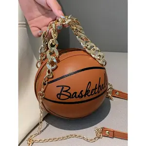 Women's Fashionable Basketball Shaped Handbag, Casual Simple Handbag for Daily Used, Trendy Versatile High-quality Daily Commuting Bag, Girl Shopping Bag, Girl Dating Bag, Crossbody Chain Bag