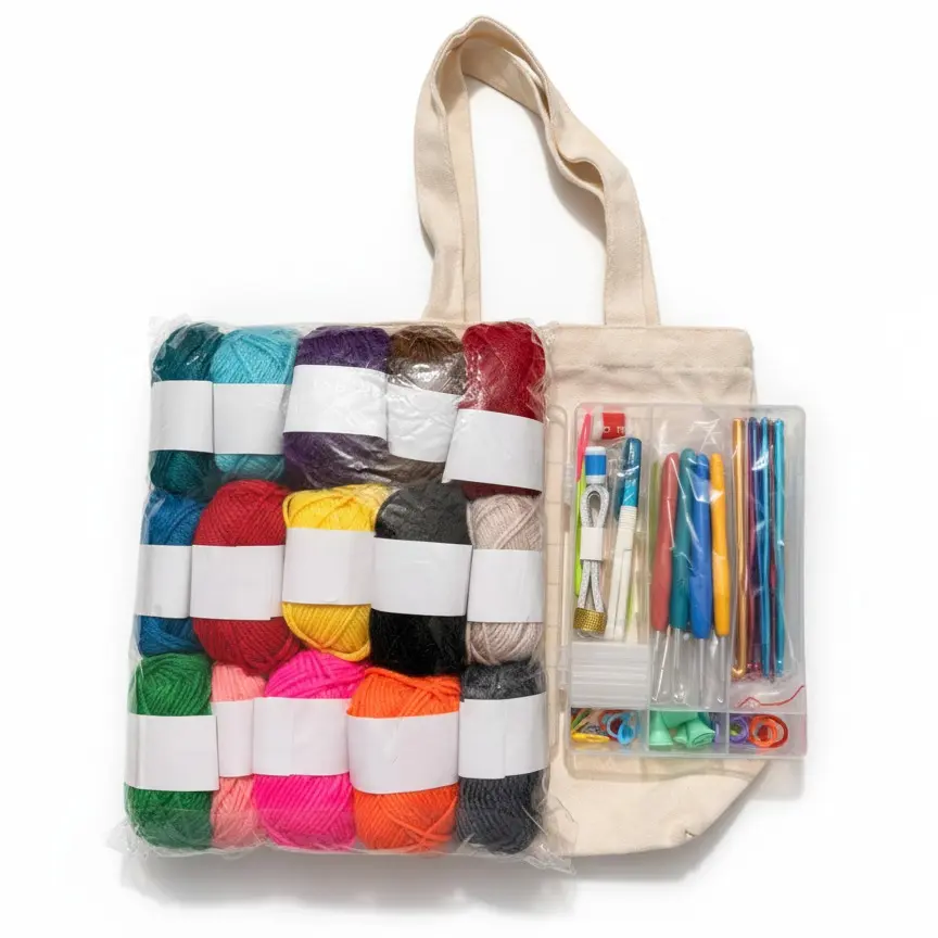 Unisex Beginner Crochet Complete Crafting Kit - 80-Piece Starter Set with 15 Colorful Yarns, Ergo Hooks, Ergonomic Case, White Organizer Bag & All Essential DIY Supplies