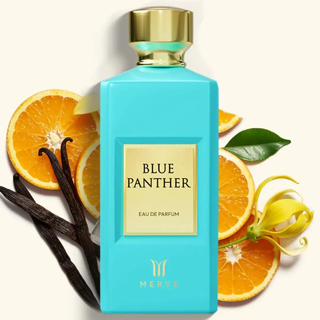 Merve Blue Panther Unisex Perfume 3.4 oz | Long Lasting 12+ Hours | Tuberose, Sandalwood, Vanilla, Citrus, Floral, Fruity, Woody | Eau de Parfum | Vegan & Cruelty Free | Gift for Her & Him