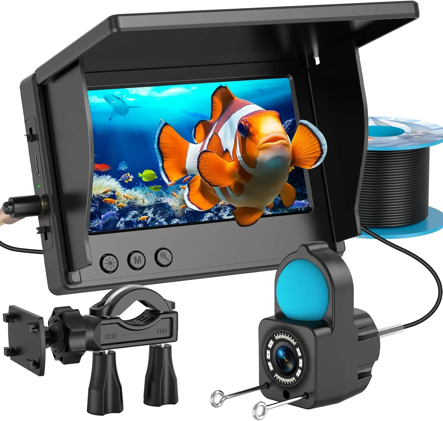 Underwater Fishing Camera 1080P HD, Portable Fish Finder with 4.3" LCD Display & Infrared Night Vision, IP68 Waterproof 30M, 5000mAh Battery, for Ice Lake Boat Kayak Fishing#SummerWins