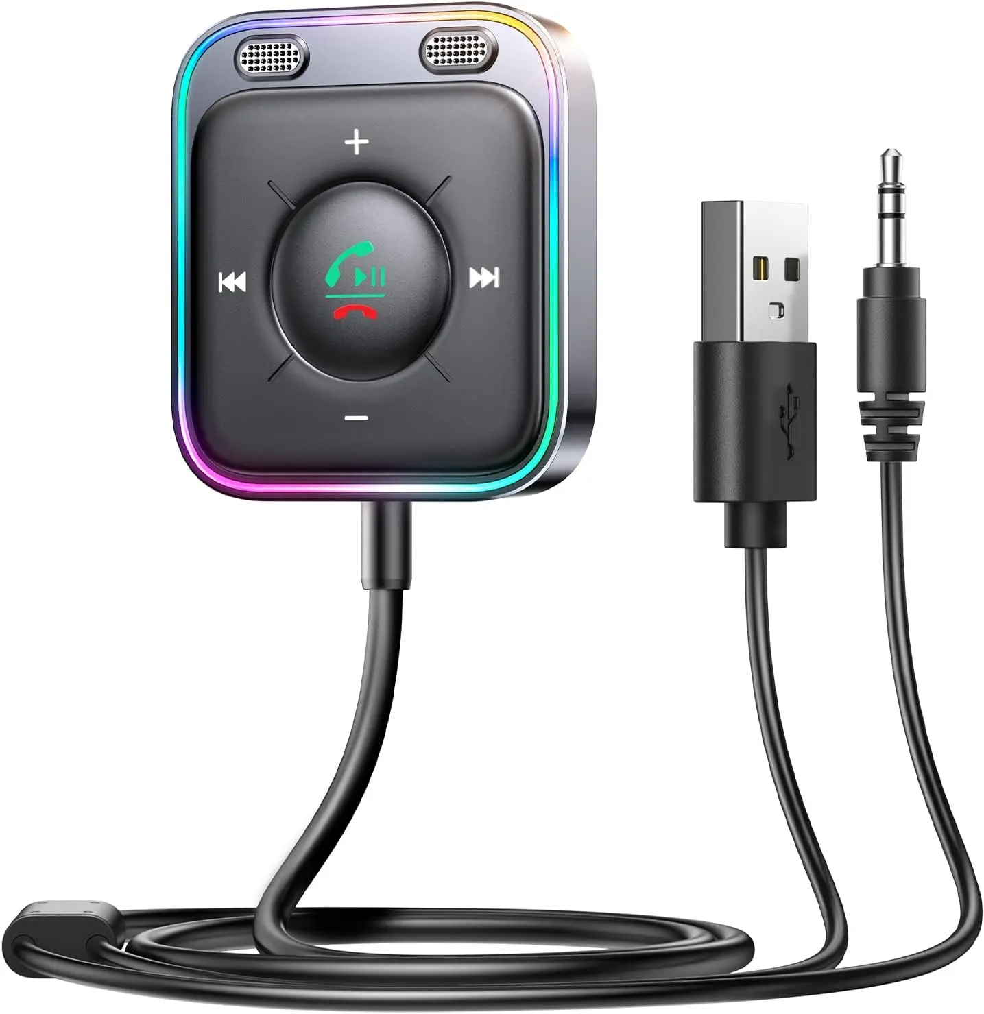 Bluetooth 6.0 AUX Car Adapter with Dual Mics Noise Cancellation Plug and Play Multifunction Button 3.5mm Audio Adapter Bluetooth Receiver for Hands Free Calls and Music 2026 Upgrade Vehicle Wireless Audio Receiver for Car Stereo and Smartphones