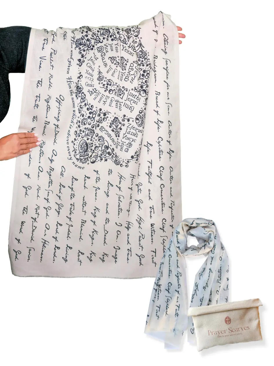 Prayer Scarves Women's Cotton Prayer Shawl - Christian Bible Study Gift Fashion Accessory with 84 Biblical Names of Jesus, Soft Lightweight
