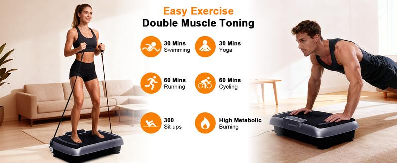 Horse Vibration Plate Exercise Machine 300 lbs Whole Body Workout with Fitness Resistance Band for Home Gym Equipment 99 Speeds Auto Modes Bluetooth Music Remote Control